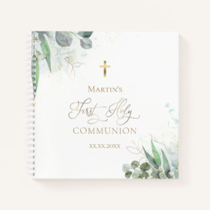 watercolor greenery   First Communion Guest Book