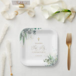 watercolor greenery | First Communion Paper Plate<br><div class="desc">First Communion paper plates</div>