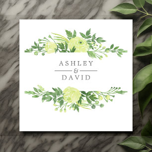 Watercolor Greenery Floral Garden Foliage Wedding Napkin