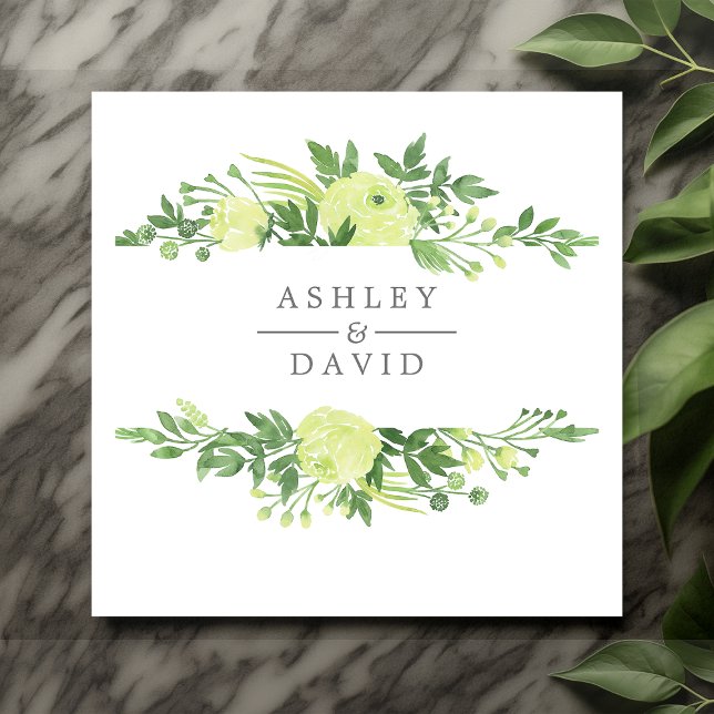 Watercolor Greenery Floral Garden Foliage Wedding Napkin (Creator Uploaded)