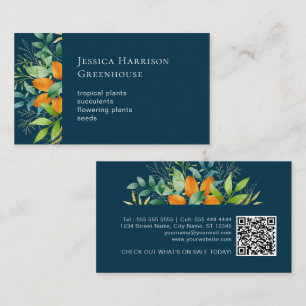 Watercolor Greenery Foliage Botanical QR Code Business Card