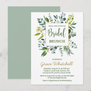 Watercolor greenery foliage Bridal Brunch Invitation