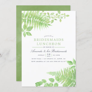Watercolor Greenery Foliage Bridesmaids Luncheon Invitation