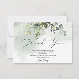 Watercolor greenery foliage leaves Bridal Shower Thank You Card