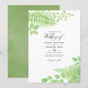 Watercolor Greenery Foliage Wedding Invitation