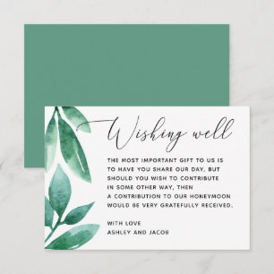Watercolor greenery foliage wedding wishing well enclosure card