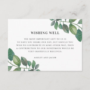Watercolor greenery foliage wedding wishing well enclosure card