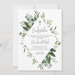 Watercolor Greenery Frame Confirmation  Invitation