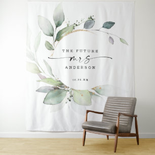 Watercolor Greenery Future Mrs Photo Prop Backdrop Tapestry
