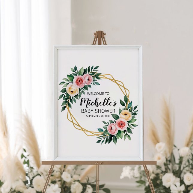 Watercolor Greenery girl baby shower welcome sign (Creator Uploaded)