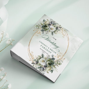 Watercolor Greenery Gold Botanical Wedding Memory  Binder