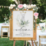 Watercolor Greenery Gold Bridal Shower Welcome Poster<br><div class="desc">This elegant design features a soft watercolor bouquet of eucalyptus,  greenery and gold embellishments wrapping around a painted dress. Click the Personalize and "Click to customize further" button to edit the script wording's colour. See the entire collection for more matching items!</div>