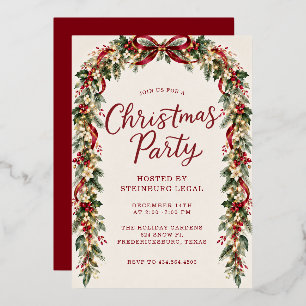 Watercolor Greenery Gold Christmas Party