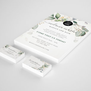 Watercolor Greenery Gold Eucalyptus Leaf Elegant Business Card