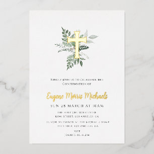 watercolor greenery gold foil confirmation