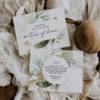 Watercolor Greenery Gold Matron of Honour Proposal
