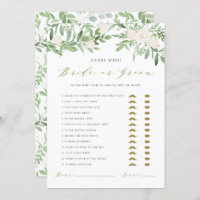 Watercolor Greenery He Said She Said Game Card