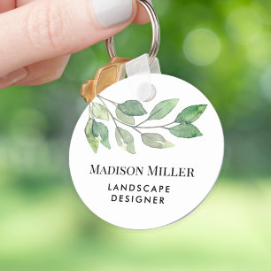 Watercolor Greenery Landscape Designer Keychain