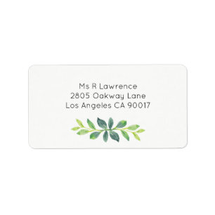 Watercolor Greenery Leaves Address Labels