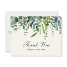Watercolor Greenery Leaves Thank You 