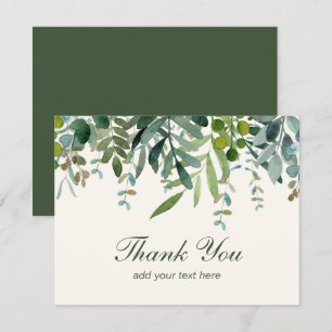 Watercolor Greenery Leaves Thank You