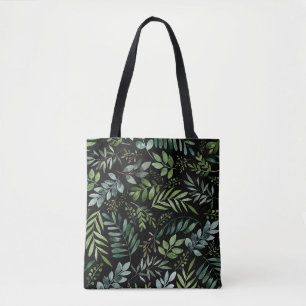 Watercolor greenery leaves tote bag
