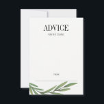 Watercolor Greenery Leaves Wedding Advice Card<br><div class="desc">Personalize the custom text  above. You can find additional coordinating items in our "Watercolor Greenery Leaves Wedding" collection.</div>
