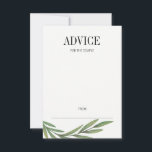 Watercolor Greenery Leaves Wedding Advice Card<br><div class="desc">Personalize the custom text  above. You can find additional coordinating items in our "Watercolor Greenery Leaves Wedding" collection.</div>