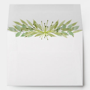 Watercolor Greenery Lined Envelope