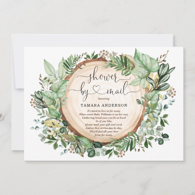 Watercolor Greenery Neutral Baby Shower By Mail Invitation (Front)
