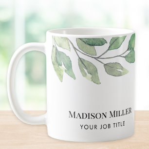 Watercolor Greenery Office Coffee Mug
