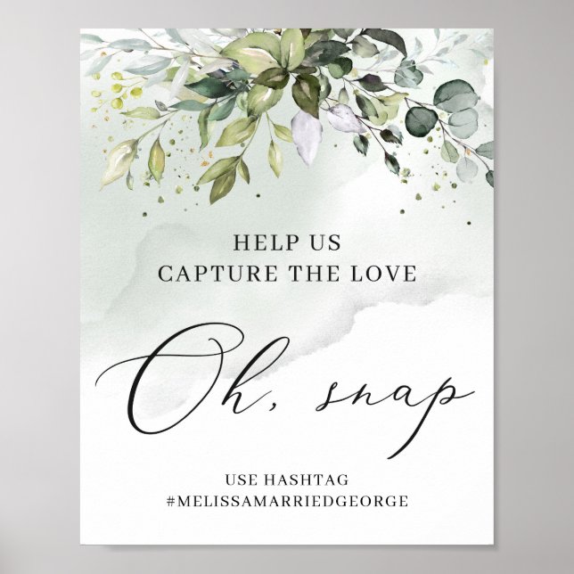 Watercolor greenery oh snap capture the love sign (Front)