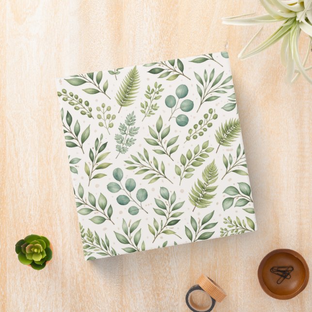 Watercolor Greenery Pattern | Botanical Leaves  Binder (In Situ)