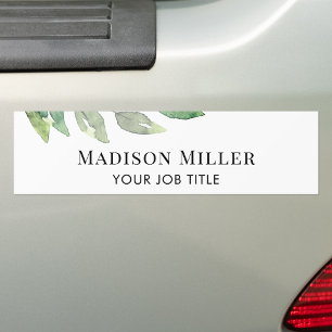 Watercolor Greenery Personalized  Bumper Sticker