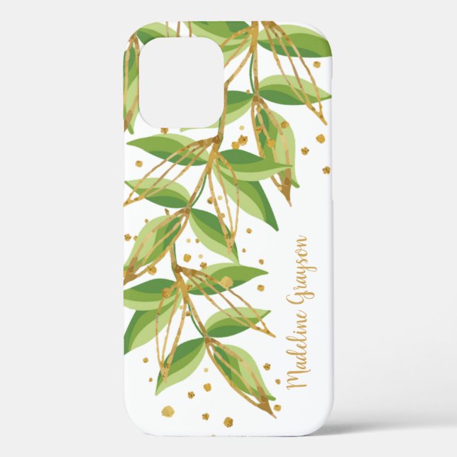 Watercolor Greenery Personalized Case-Mate iPhone Case (Back)