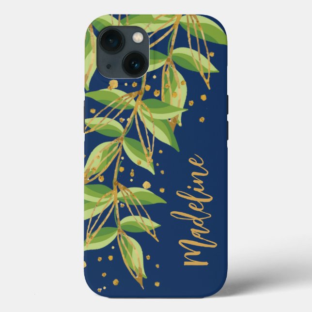 Watercolor Greenery Personalized Case-Mate iPhone Case (Back)
