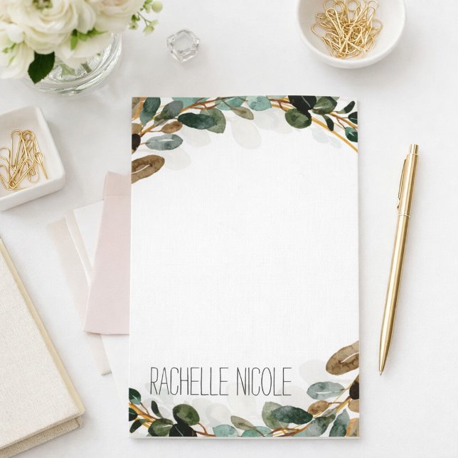 Watercolor Greenery Personalized Stationery (Creator Uploaded)