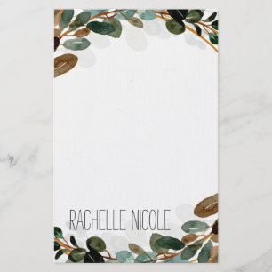 Watercolor Greenery Personalized Stationery