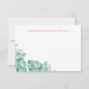 Watercolor Greenery Personalized Stationery Card