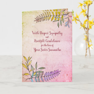 Watercolor Greenery Personalized Sympathy Card