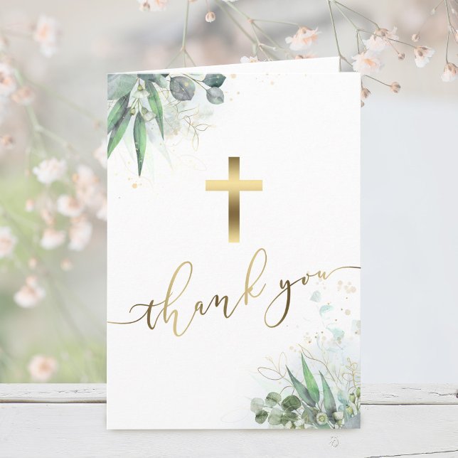  watercolor greenery religious Thank you Card (Creator Uploaded)