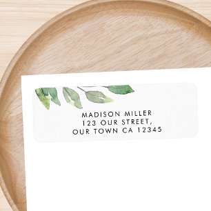 Watercolor Greenery Return Address