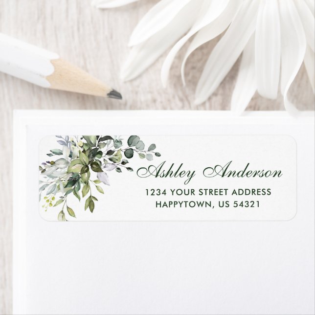 Watercolor Greenery Return Address (Insitu)