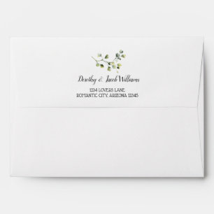 Watercolor Greenery Return Address Liner Wedding Envelope
