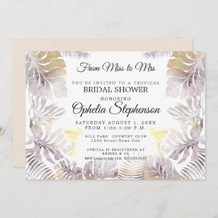 Watercolor Greenery Sandy Gold Bridal Shower Invitation
