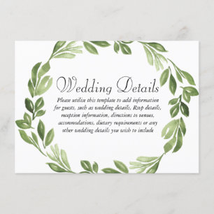 Watercolor Greenery Spring Wedding Reception Enclosure Card