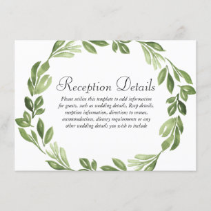 Watercolor Greenery Spring Wedding Reception Enclosure Card