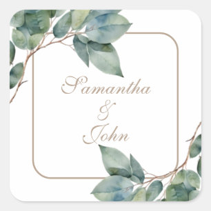 Watercolor greenery square sticker