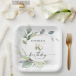 Watercolor Greenery Sweet 16th Birthday Paper Plate<br><div class="desc">This elegant design features a soft watercolor wreath of eucalyptus,  greenery and gold embellishments. Click the Personalize and "Click to customize further" button to edit the wording's colour. See the entire collection for more matching items!</div>