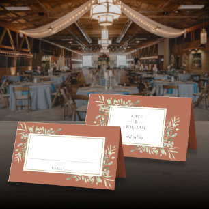 Watercolor Greenery Terracotta Wedding Place Card